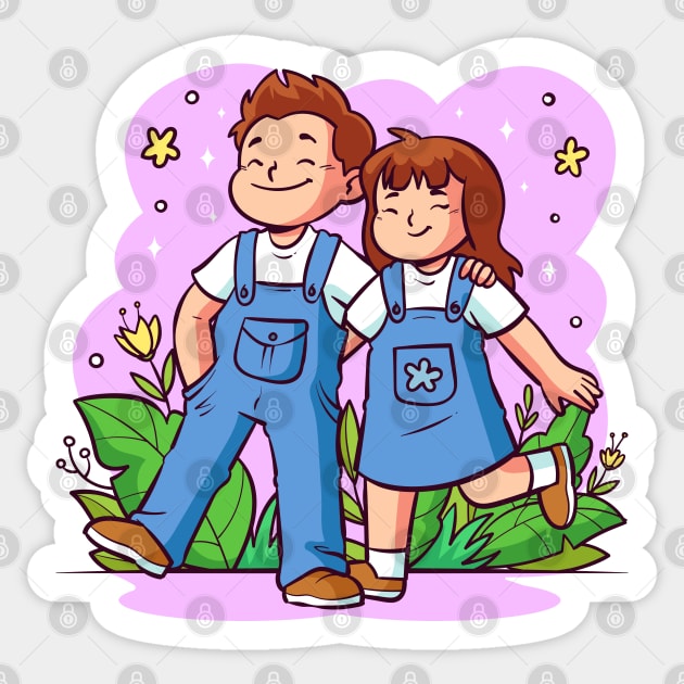 Brother & Sister love Sticker by Mako Design 
